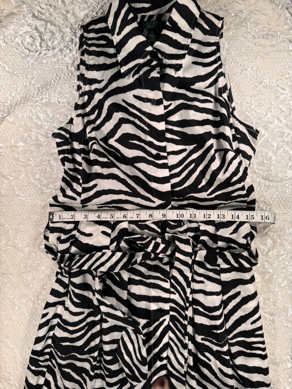 Lauren Ralph Lauren Black and White Zebra-Print Cotton Dress - Picture 4 of 5